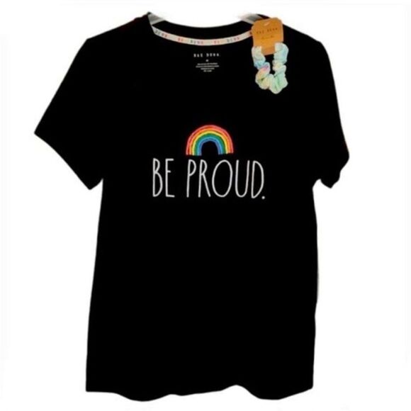 NWT Rae Dunn “Be Proud” Rainbow TShirt Gay Pride XS - Picture 2 of 10